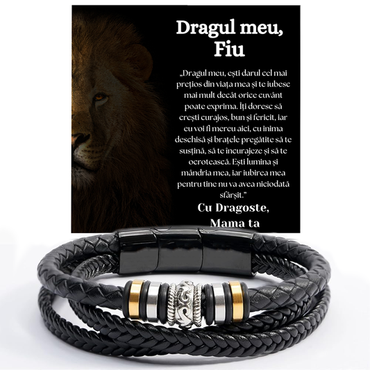 Cadou Fiu - bratara din piele cu mesaj de Dragoste