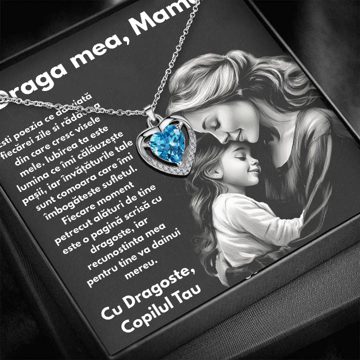 Cadou Mama – Colier Argint 925 cu Zirconiu și Mesaj de Dragoste