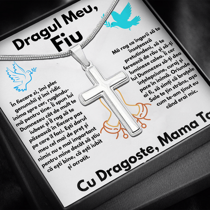 Cadou Fiu - Lantisor cu Cruce si mesaj de Dragoste Faith