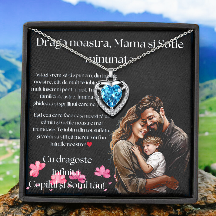 Cadou Sotie – Colier Argint 925 cu Zirconiu și Mesaj de Dragoste