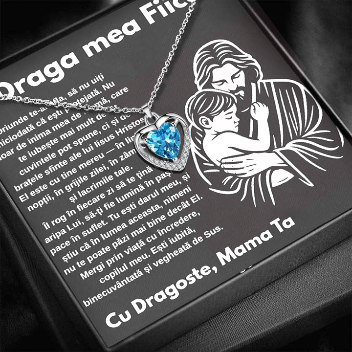 Cadou Fiica – Colier Argint 925 cu Zirconiu și Mesaj de Dragoste Faith
