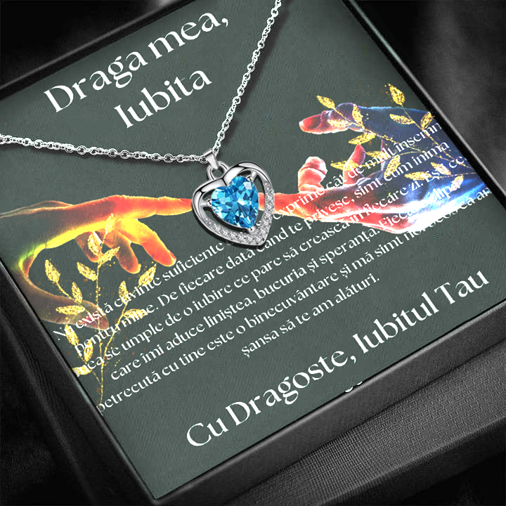 Cadou Iubita – Colier Argint 925 cu Zirconiu și Mesaj de Dragoste