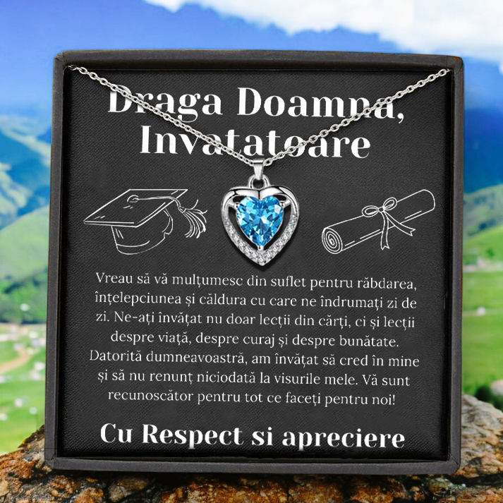 Cadou Invatatoare - Colier din argint si mesaj de apreciere