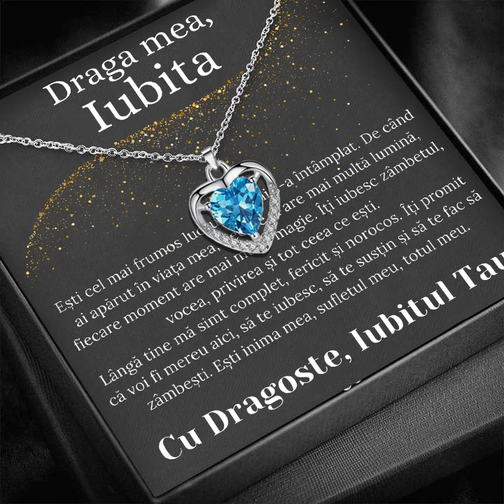 Cadou Iubita – Colier Argint 925 cu Zirconiu și Mesaj de Dragoste
