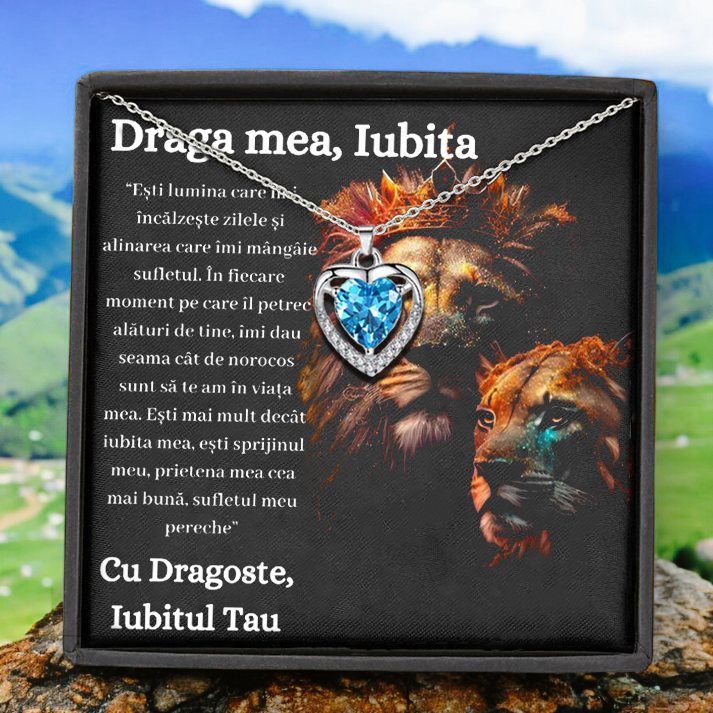 Cadou Iubita – Colier Argint 925 cu Zirconiu și Mesaj de Dragoste