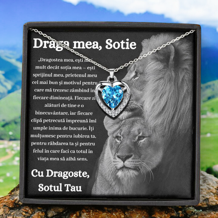 Cadou Sotie – Colier Argint 925 cu Zirconiu și Mesaj de Dragoste