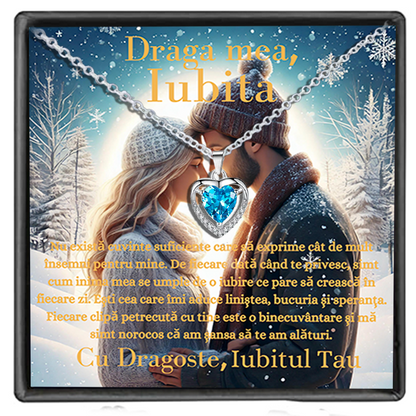 Cadou Iubita – Colier Argint 925 cu Zirconiu și Mesaj de Dragoste