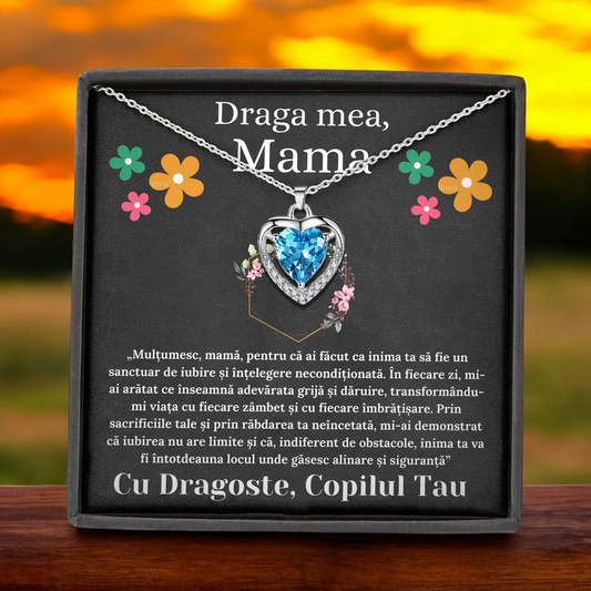Cadou Mama – Colier Argint 925 cu Zirconiu și Mesaj de Dragoste