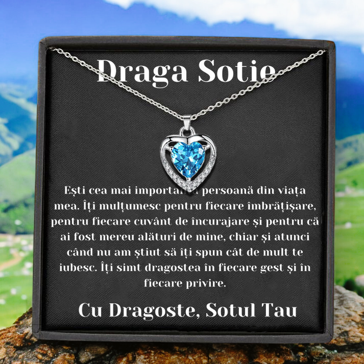 Cadou Sotie – Colier Argint 925 cu Zirconiu și Mesaj de Dragoste