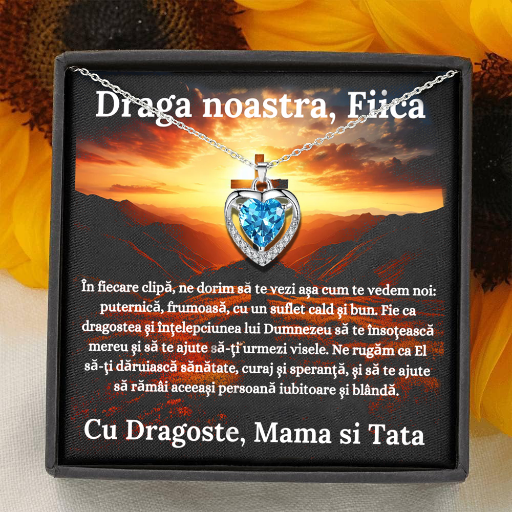 Cadou Fiica – Colier Argint 925 cu Zirconiu și Mesaj de Dragoste