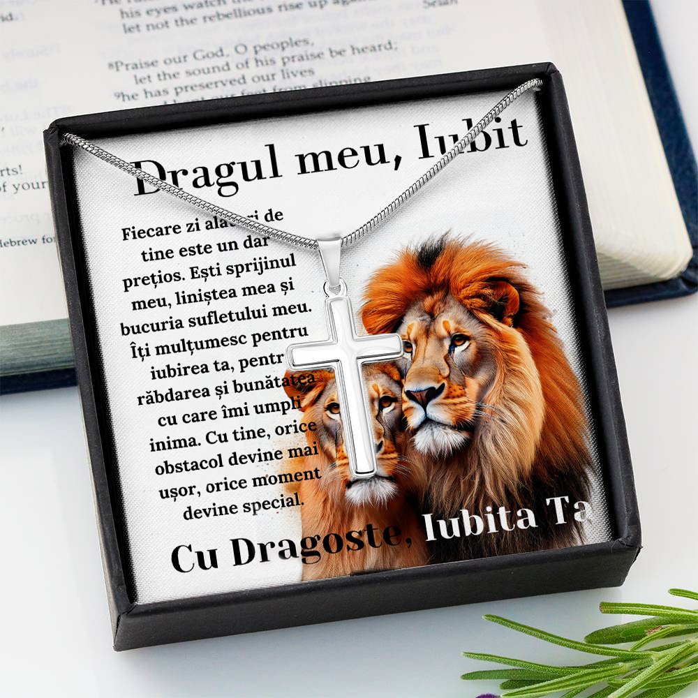 Cadou Iubit - Lantisor cu Cruce si mesaj de Dragoste