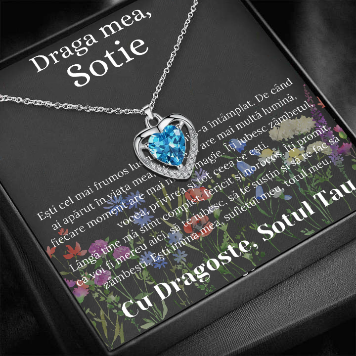 Cadou Sotie – Colier Argint 925 cu Zirconiu și Mesaj de Dragoste