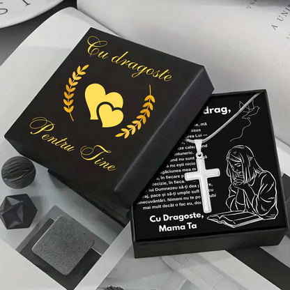 Cadou Fiu - Lantisor cu Cruce si mesaj de Dragoste Faith