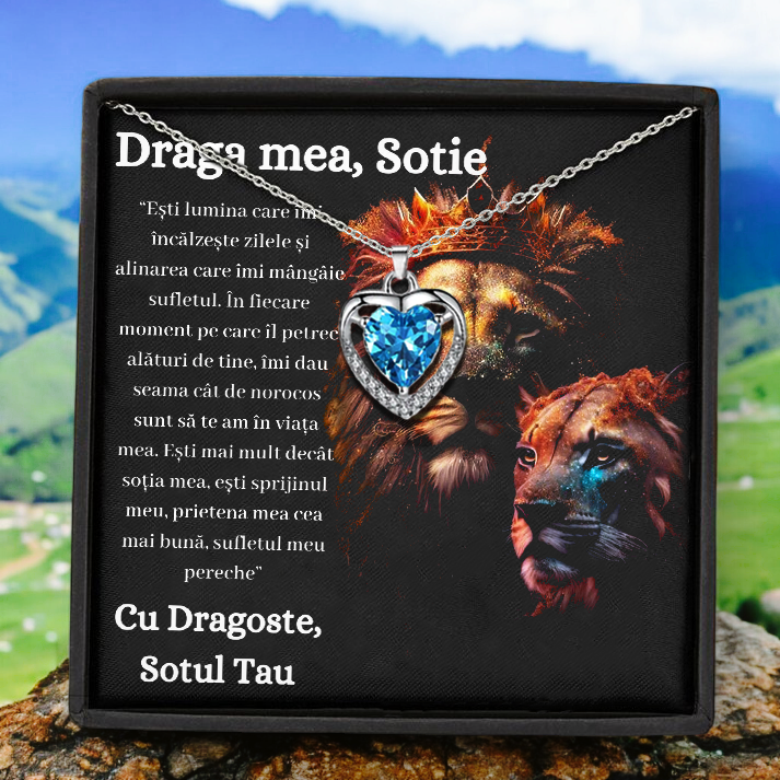 Cadou Sotie – Colier Argint 925 cu Zirconiu și Mesaj de Dragoste