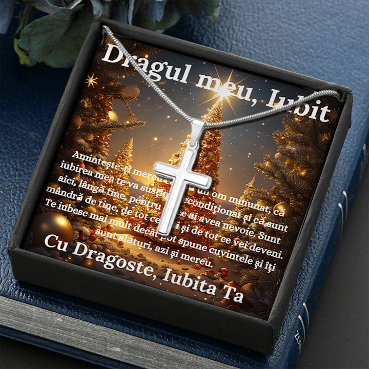 Cadou Iubit - Lantisor cu Cruce si mesaj de Dragoste
