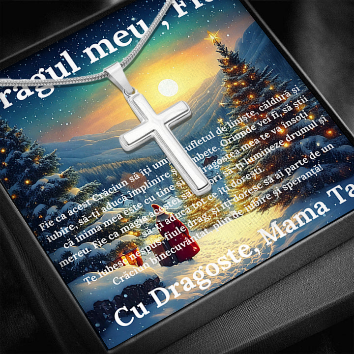 Cadou Fiu - Lantisor cu Cruce si mesaj de Dragoste