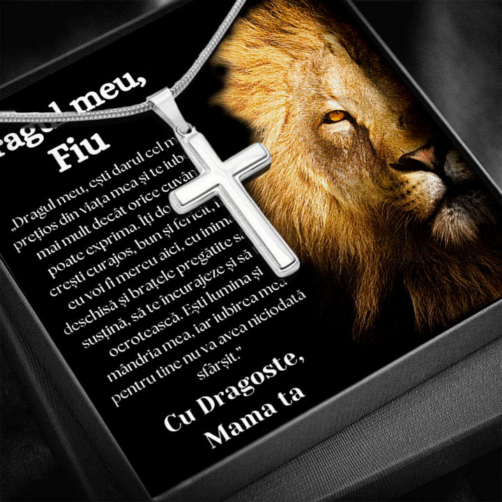 Idei Cadou Fiu - Lantisor Cruce cu mesaj de dragoste