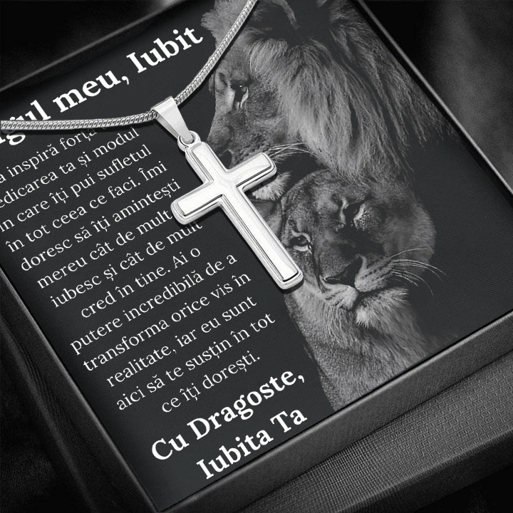 Cadou Iubit - Lantisor cu Cruce si mesaj de Dragoste