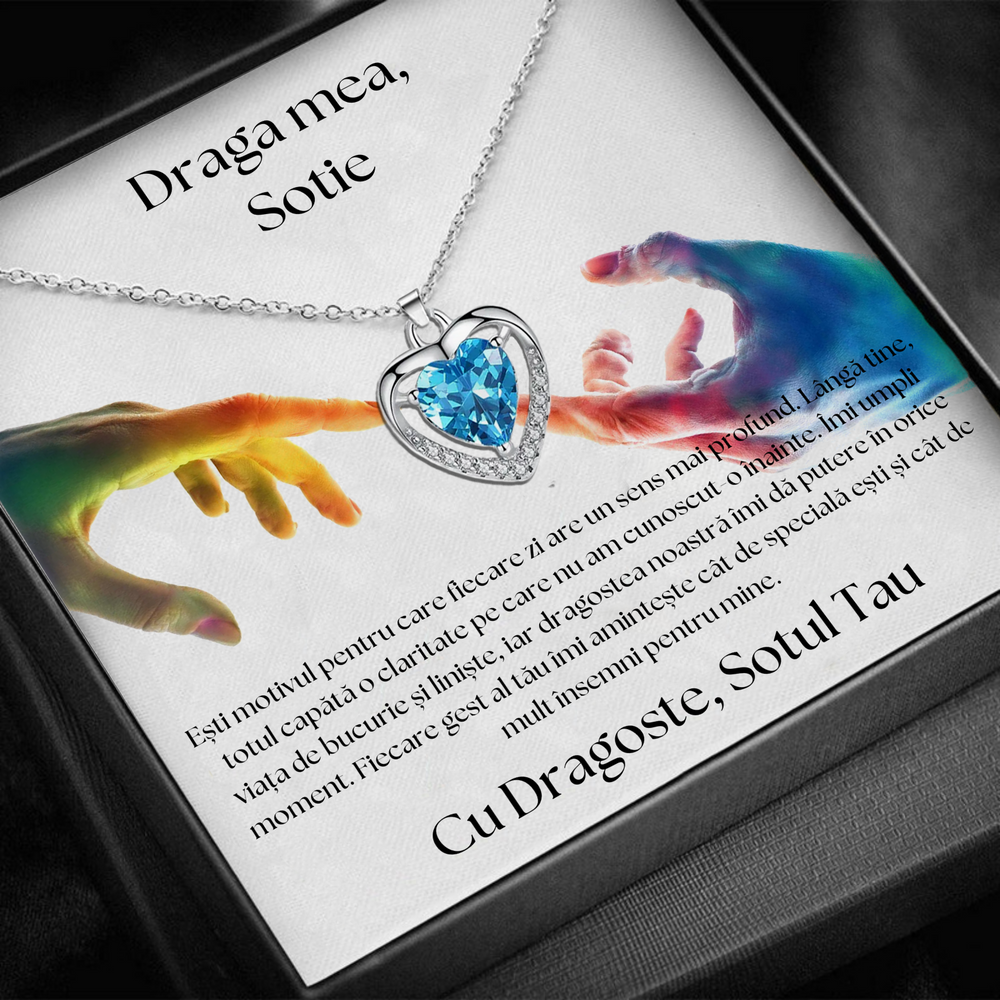 Cadou Sotie – Colier Argint 925 cu Zirconiu și Mesaj de Dragoste