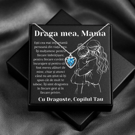 Cadou Mama – Colier Argint 925 cu Zirconiu și Mesaj de Dragoste