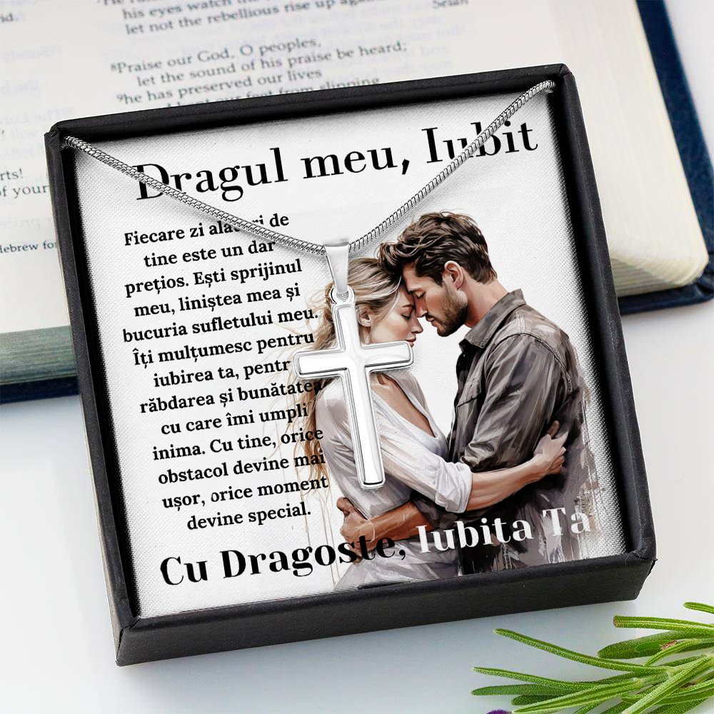 Cadou Iubit - Lantisor cu Cruce si mesaj de Dragoste