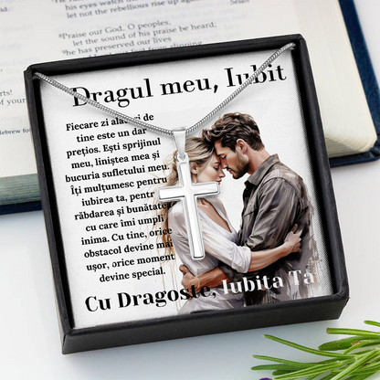 Cadou Iubit - Lantisor cu Cruce si mesaj de Dragoste