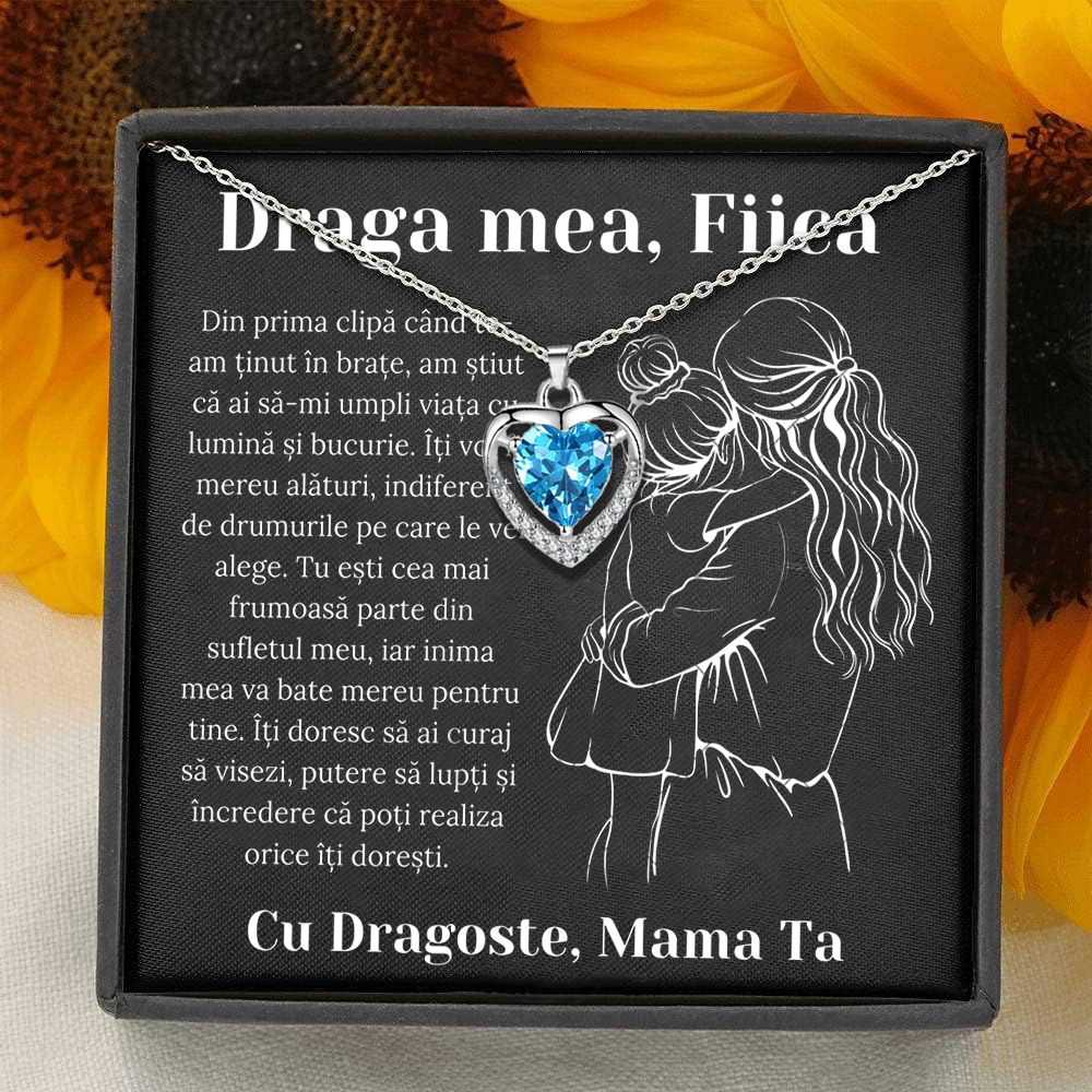 Cadou Fiica – Colier Argint 925 cu Zirconiu și Mesaj de Dragoste