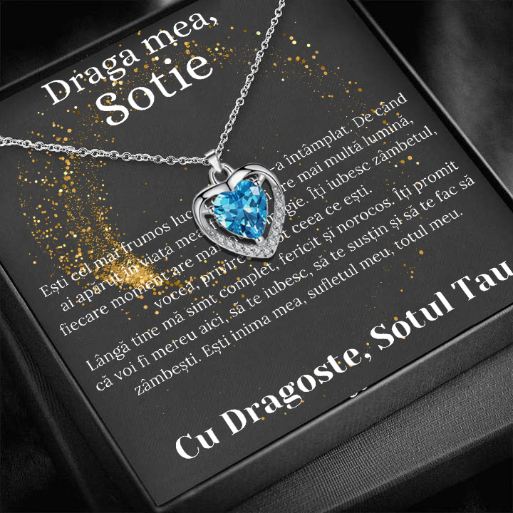 Cadou Sotie – Colier Argint 925 cu Zirconiu și Mesaj de Dragoste