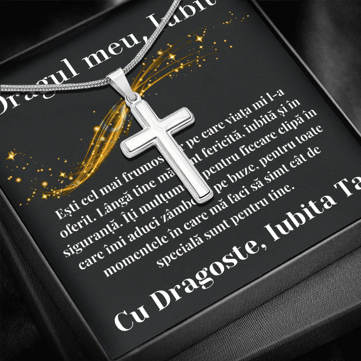 Cadou Iubit - Lantisor cu Cruce si mesaj de Dragoste