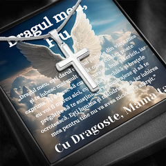 Cadou Fiu - Lantisor cu Cruce si mesaj de Dragoste