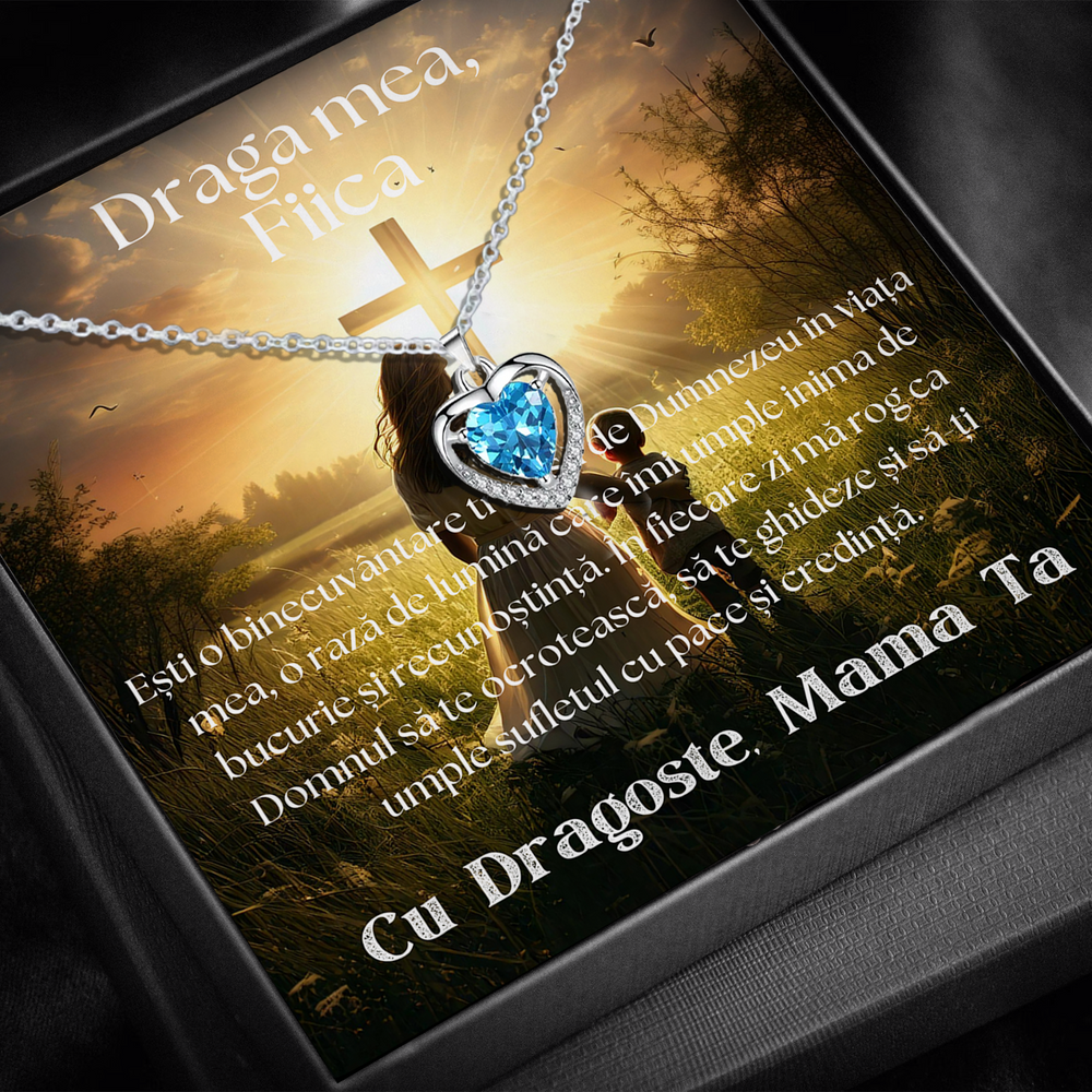 Cadou Fiica – Colier Argint 925 cu Zirconiu și Mesaj de Dragoste