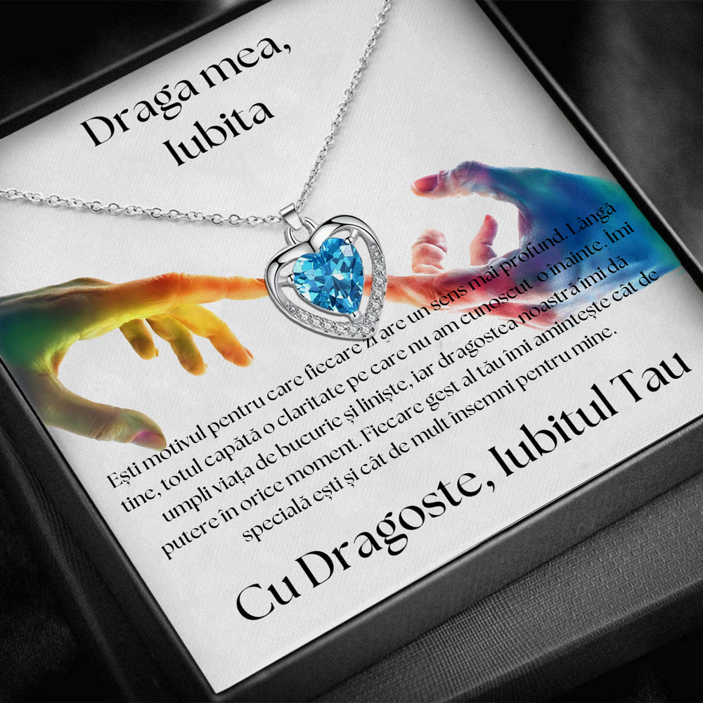 Cadou Iubita – Colier Argint 925 cu Zirconiu și Mesaj de Dragoste