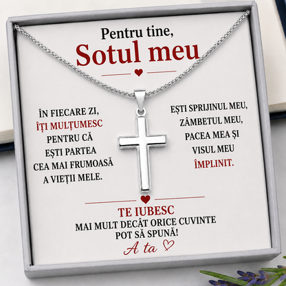 Cadou Sot - Lantisor cu Cruce si mesaj de Dragoste