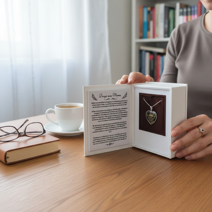 Set Cadou - Colier Personalizat cu mesaj si cutie in forma de carte de la Copil pentru Mama