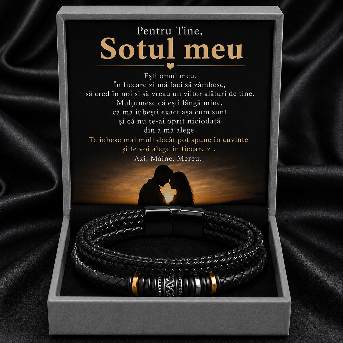 Cadou Sot - bratara din piele cu mesaj de Dragoste