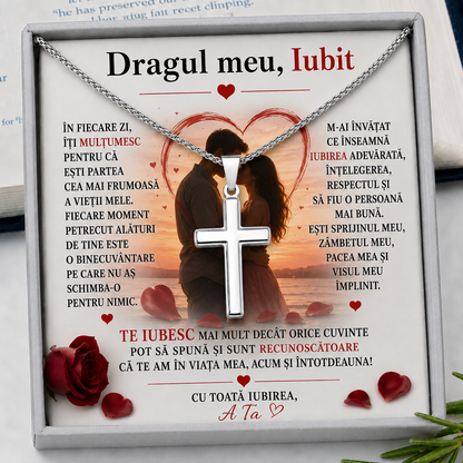 Cadou Iubit - Lantisor cu Cruce si mesaj de Dragoste