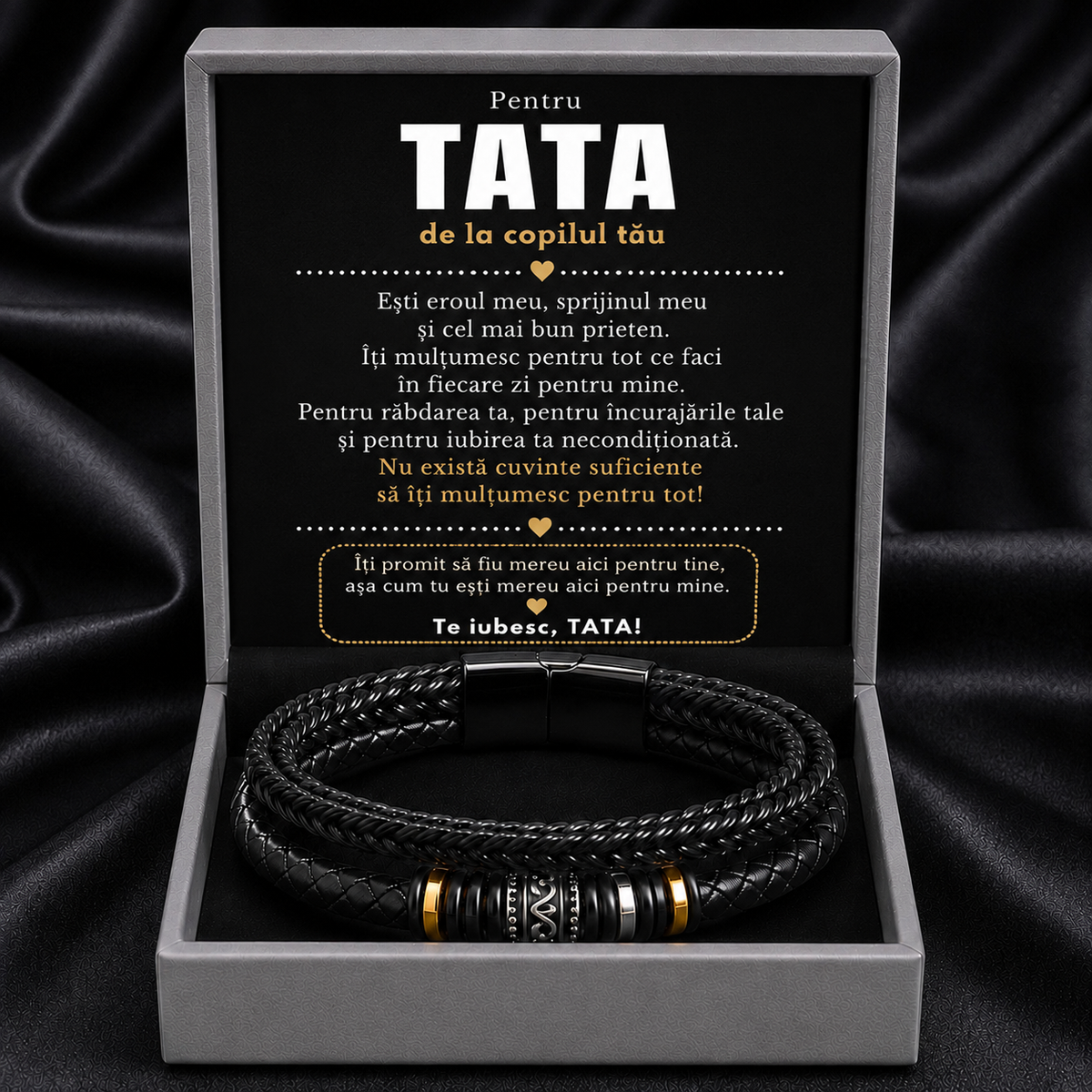 Cadou Tata - bratara din piele cu mesaj de Dragoste