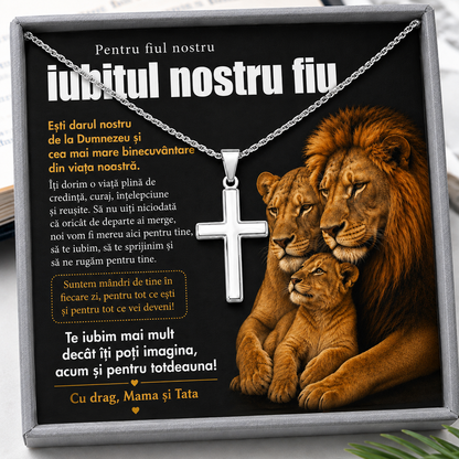 Cadou Fiu - Lantisor cu Cruce si mesaj de Dragoste