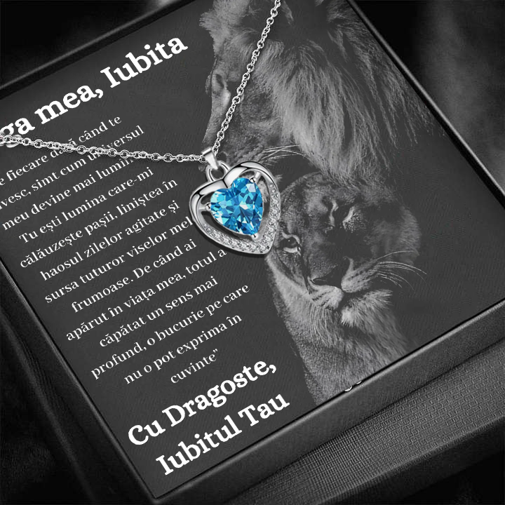 Cadou Iubita – Colier Argint 925 cu Zirconiu și Mesaj de Dragoste