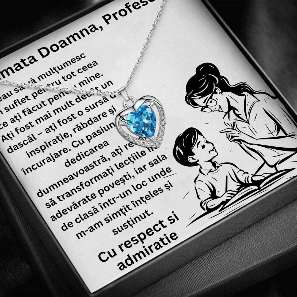 Cadou Profesoara - Colier din argint si mesaj de apreciere