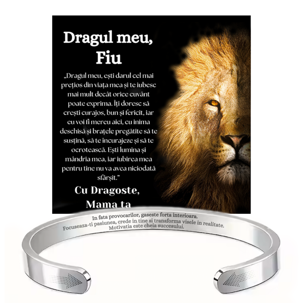 Cadou Fiu - Bratara din otel inoxidabil cu mesaj de Dragoste