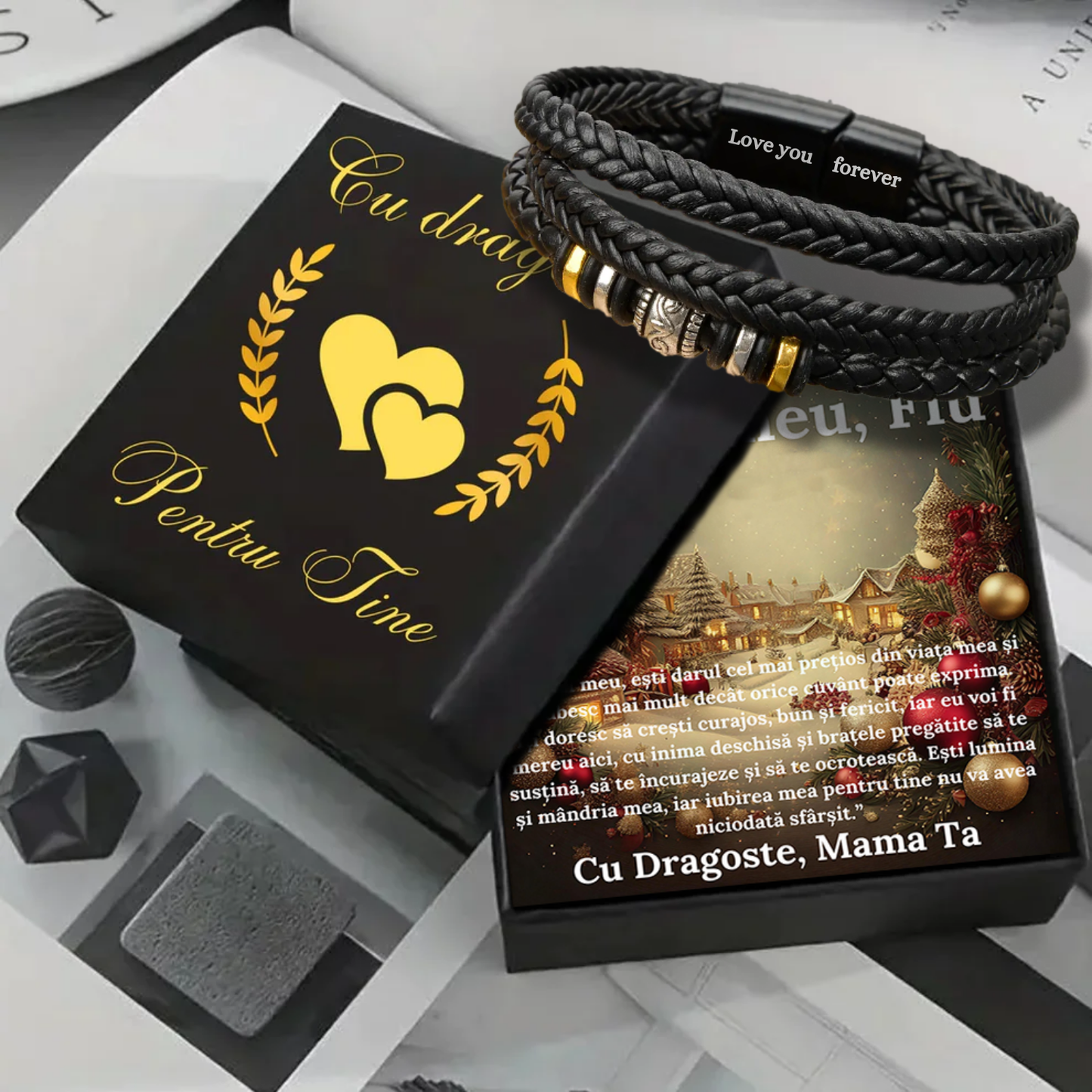 Cadou Sot - bratara din piele cu mesaj de Dragoste