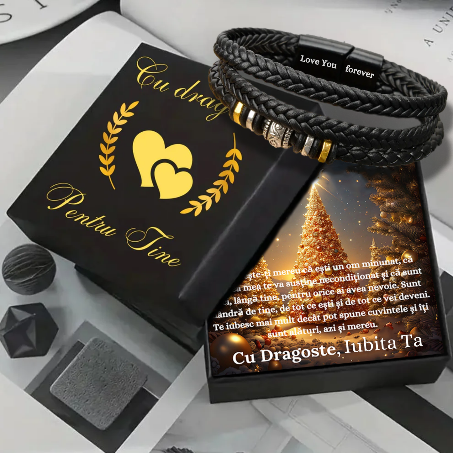 Cadou Sot - bratara din piele cu mesaj de Dragoste