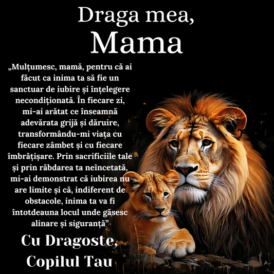 Cadou Mama – Colier Argint 925 cu Zirconiu și Mesaj de Dragoste Lion