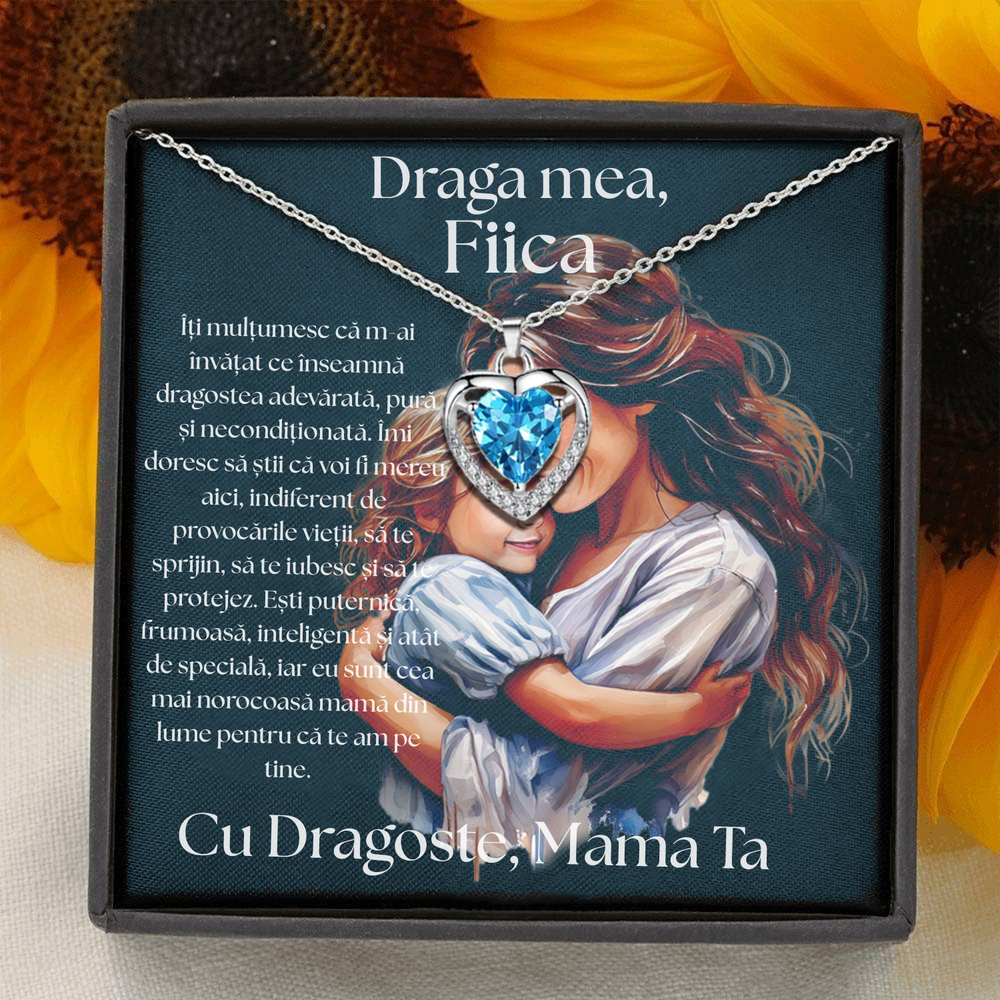 Cadou Fiica – Colier Argint 925 cu Zirconiu și Mesaj de Dragoste