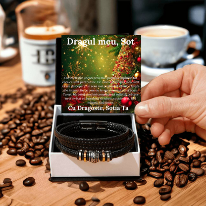 Cadou Sot - bratara din piele cu mesaj de Dragoste